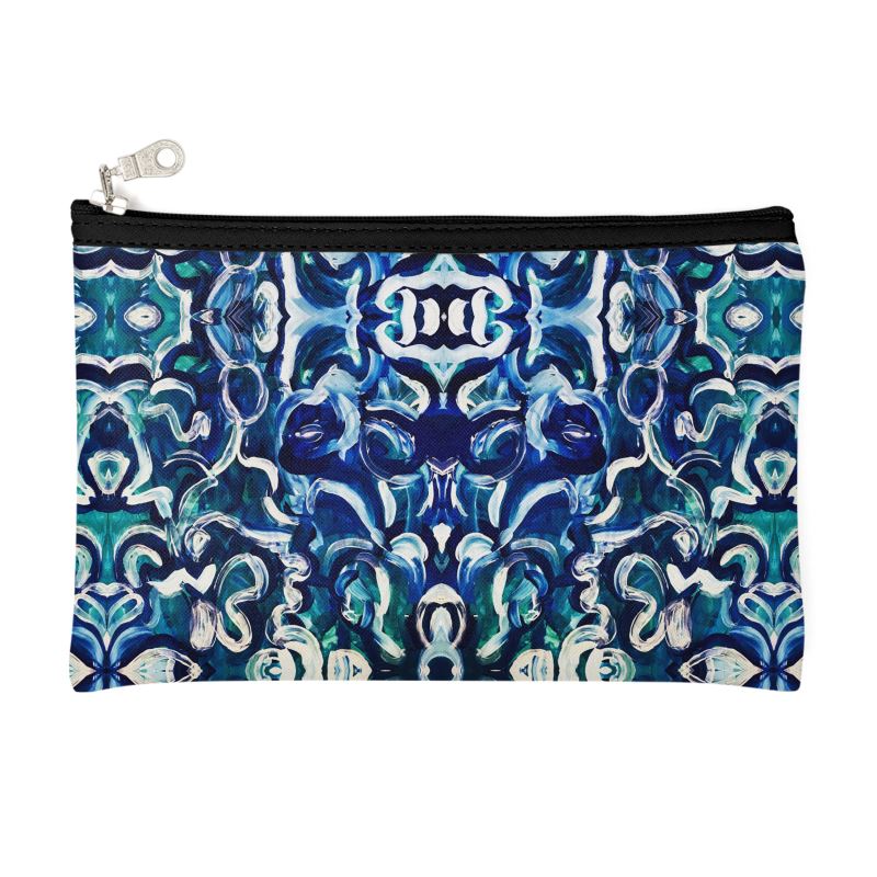 Customized pouches with Blue Day inspired design by Stacy