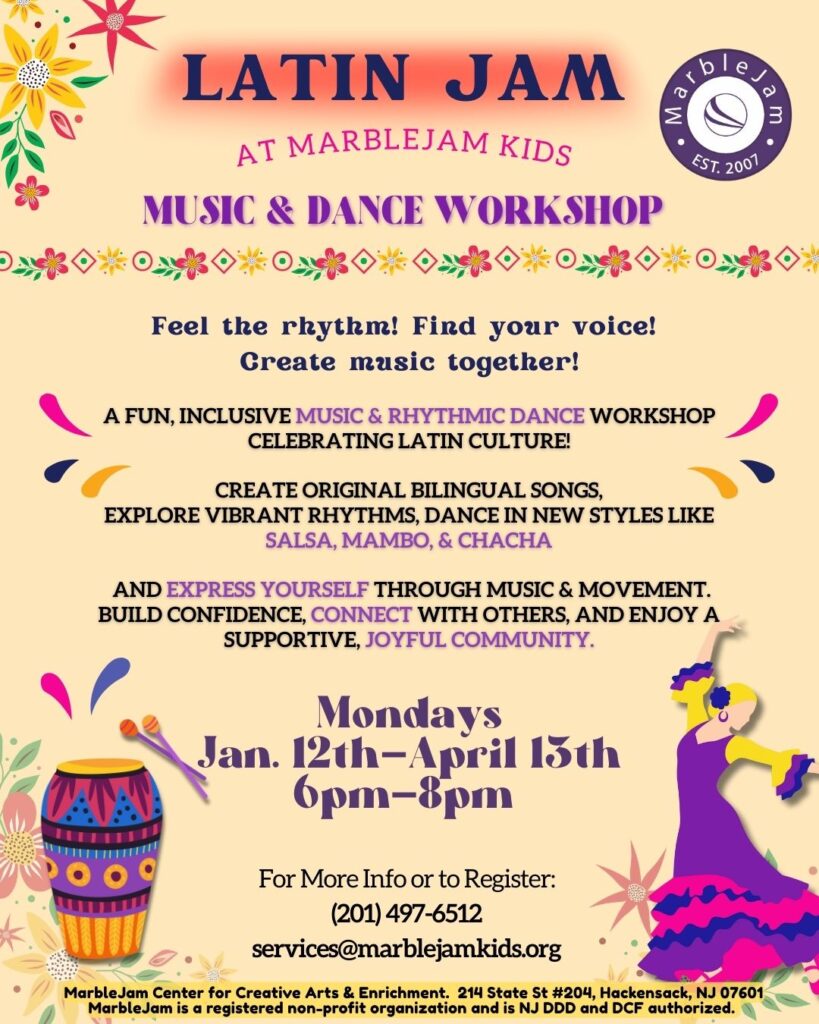 Music and dance workshop at Marblejam Kids every Monday.